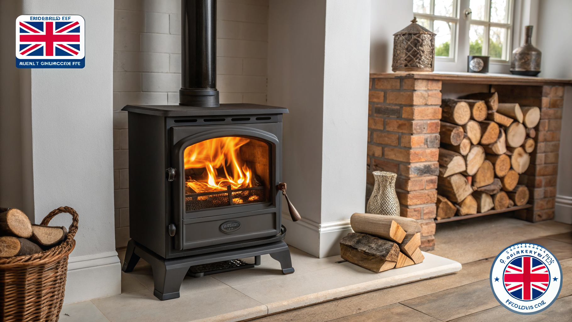 Logs burning in a wood stove