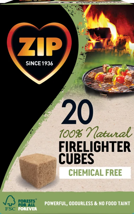 Zip 100% Natural Firelighter Cubes (20 cubes, will not taint food)
