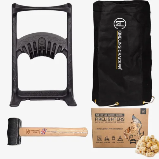 Kindling Cracker King Bundle with Lump Hammer, Cover and Firelighters
